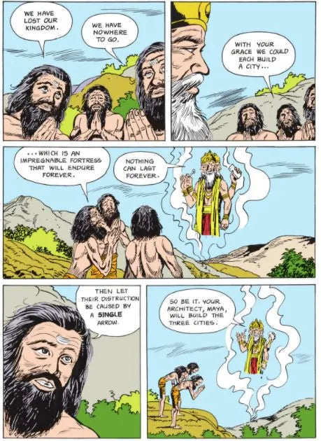 Amar Chitra Katha - Tripura - The Three Impregnable Cities of Maya